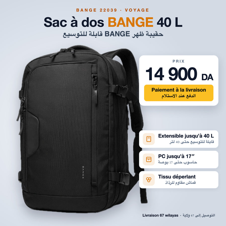 Sac à dos BANGE 22039 extensible 40 L à 14 900 DA