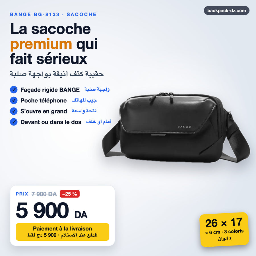 Sacoche BANGE BG-8133 noire sur fond clair – 5 900 DA au lieu de 7 900 DA