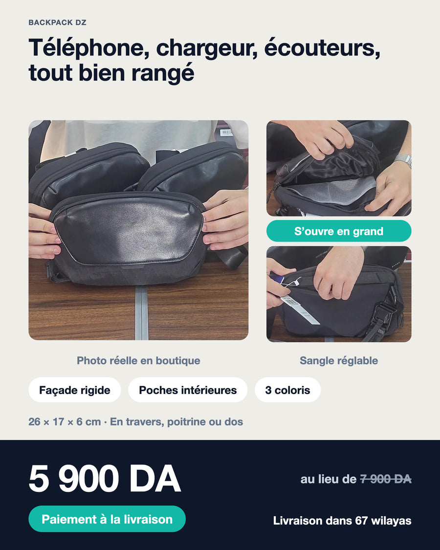 Sacoche BANGE BG-8133 : grande ouverture et sangle réglable, photos réelles en boutique