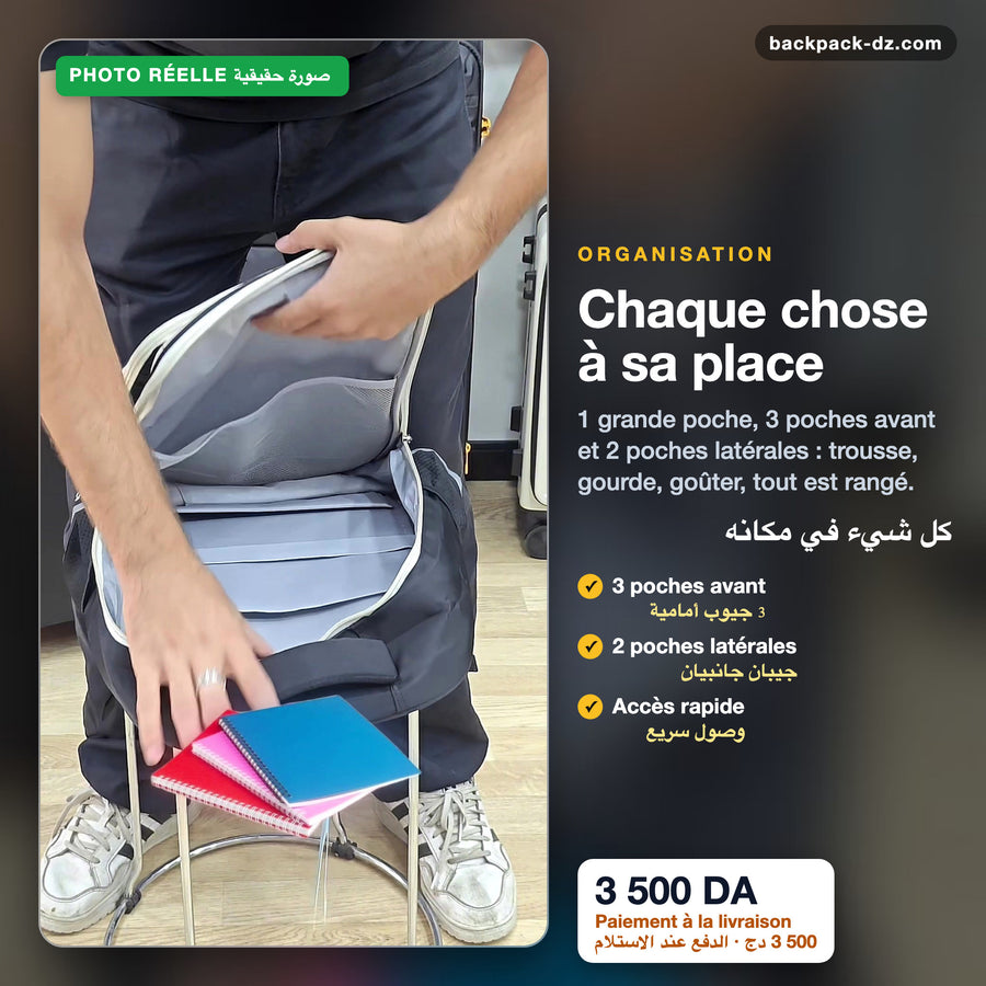 Rangement des cahiers dans le cartable