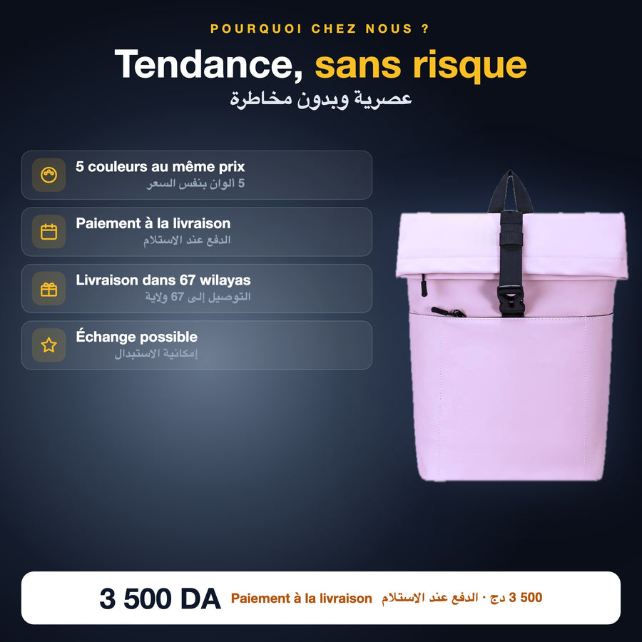 Sac à dos enroulé, 5 couleurs, livraison 67 wilayas