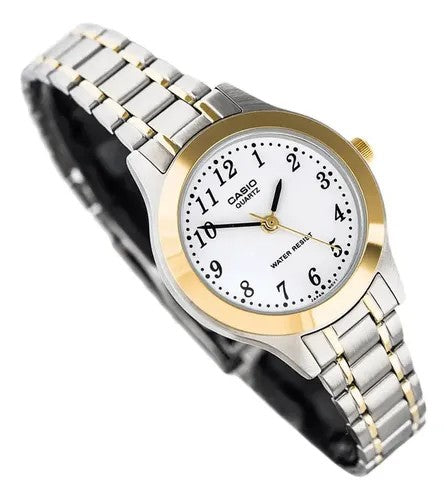 Casio LTP-1128G blanche vue de biais