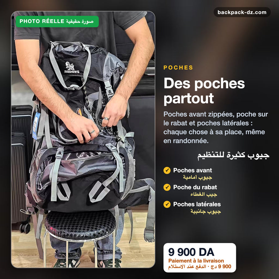 Nombreuses poches zippées