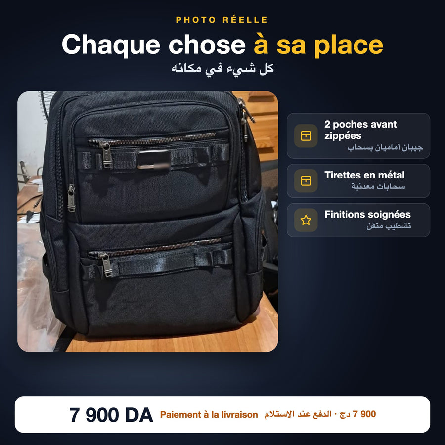 Poches avant zippées du sac business, photo réelle