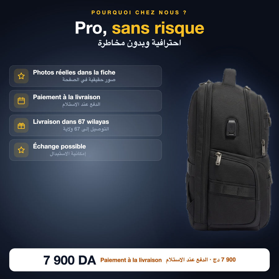 Sac à dos business, paiement à la livraison, 67 wilayas