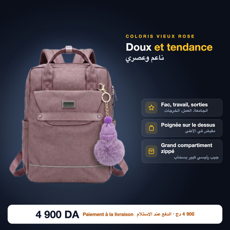 Sac à dos femme vieux rose