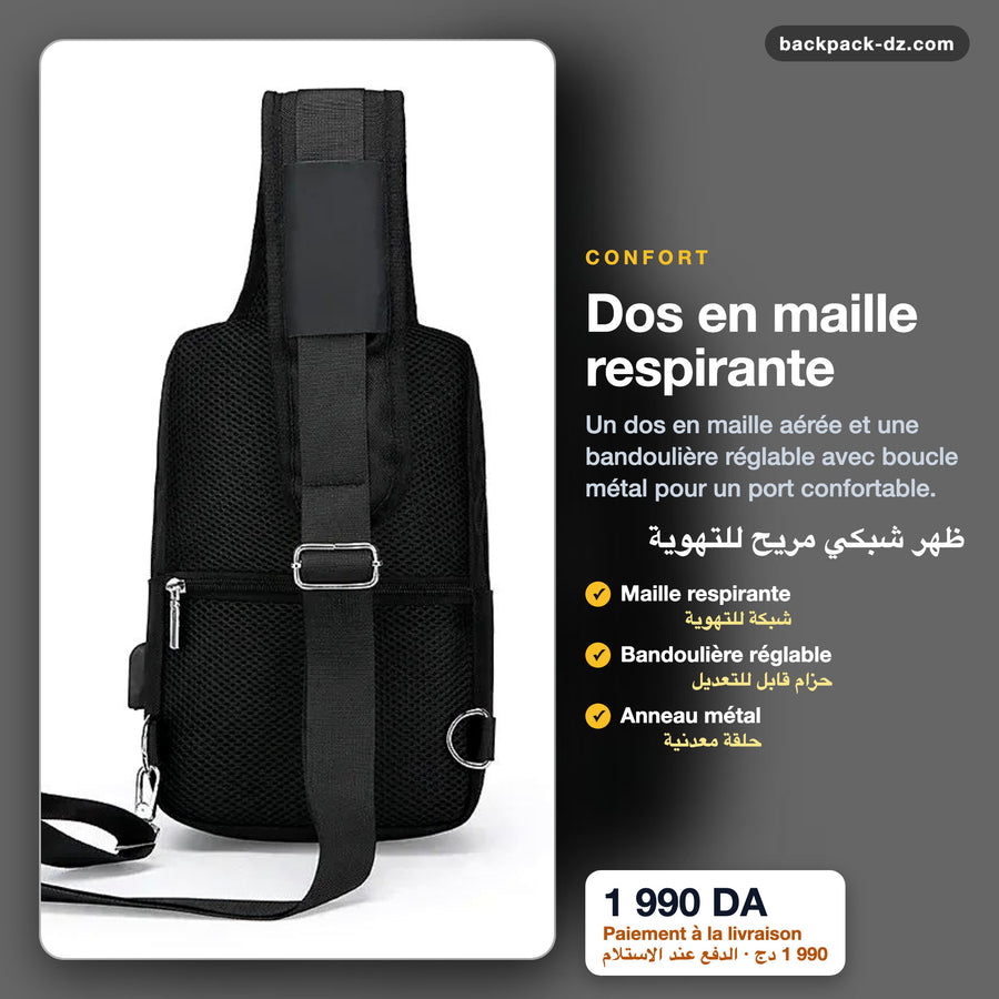 Dos en maille respirante et bandoulière réglable