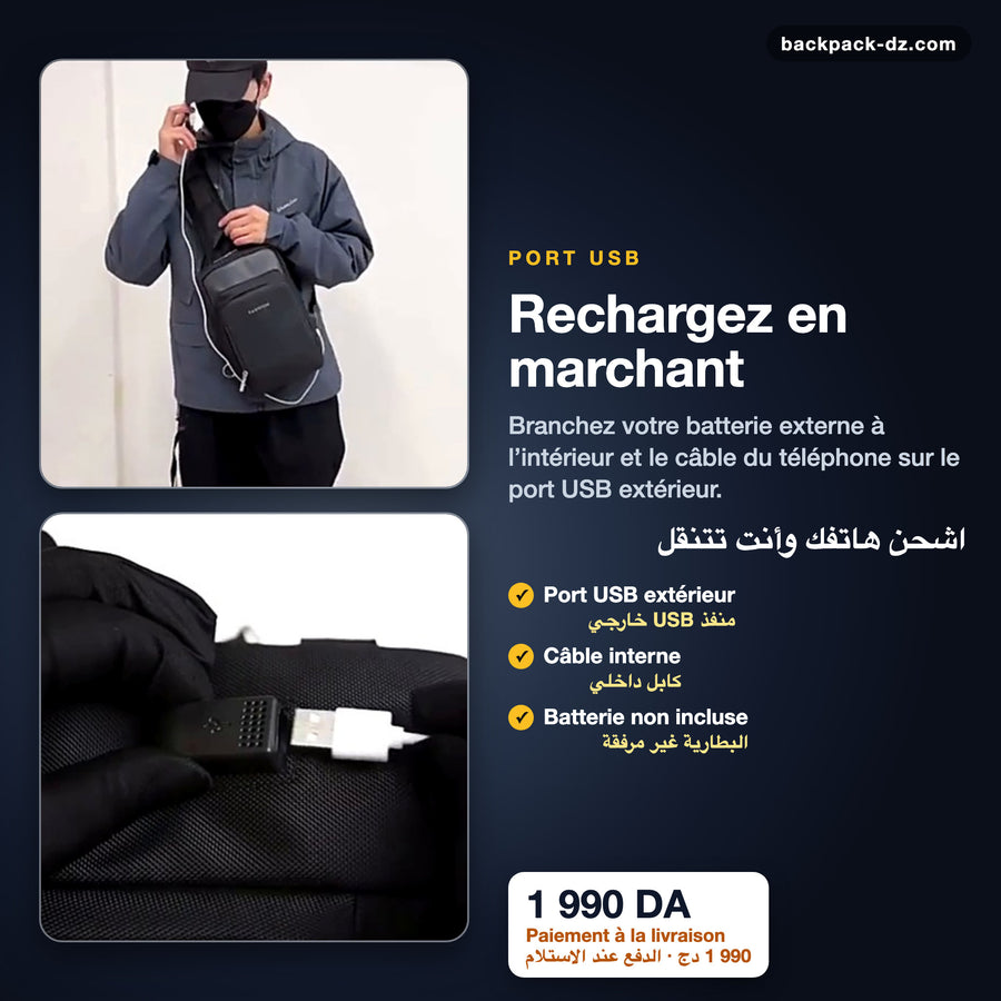 Port USB extérieur pour recharger le téléphone