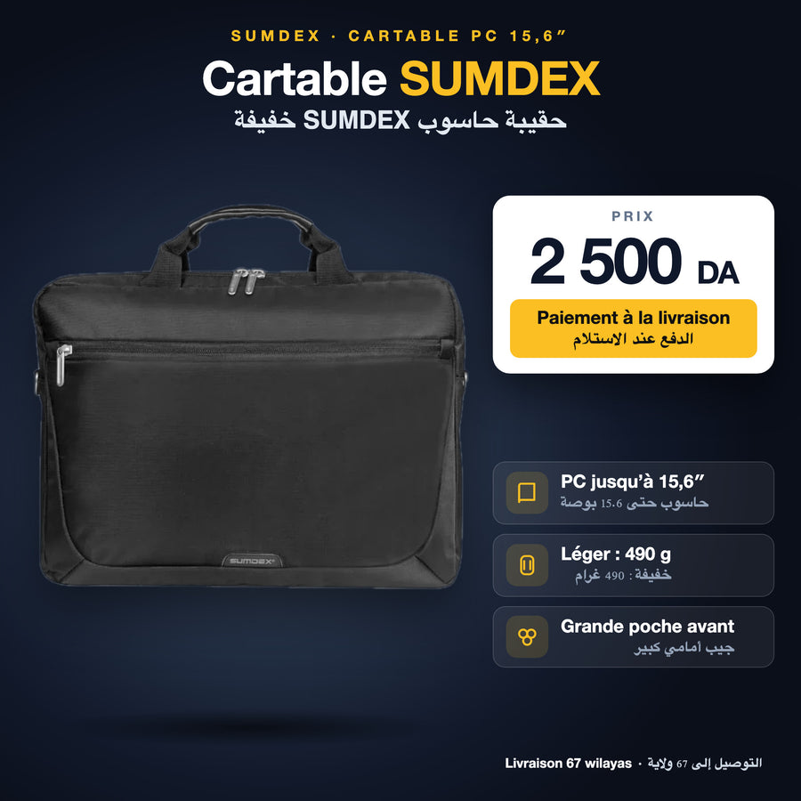 Cartable SUMDEX pour PC 15,6″ – 2 500 DA, paiement à la livraison