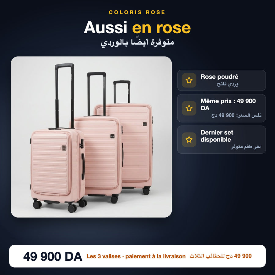 Set de 3 valises rose
