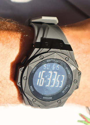 BNMI 2202 – Montre digitale noire au cadran octogonal affirmé-6 Couleurs