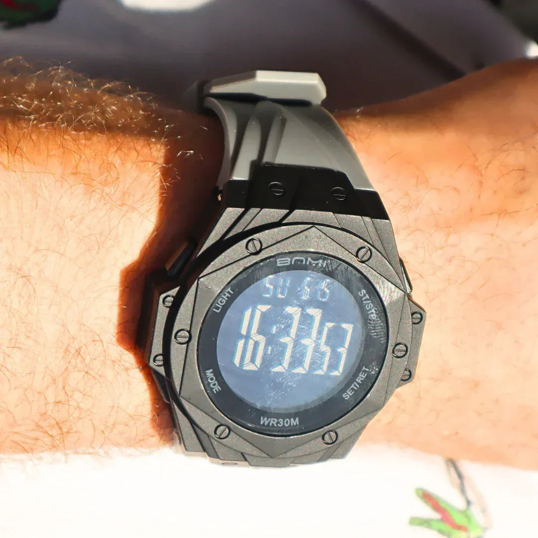 BNMI 2202 – Montre digitale noire au cadran octogonal affirmé-6 Couleurs - Backpack dz