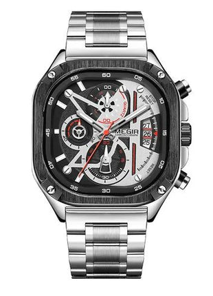 MEGIR Homme – Montre Chronographe Acier inoxydable & Élégance Métallique