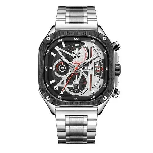 MEGIR Homme – Montre Chronographe Acier inoxydable & Élégance Métallique - Backpack dz