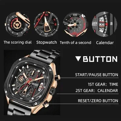 MEGIR Homme – Montre Chronographe Acier inoxydable & Élégance Métallique - Backpack dz