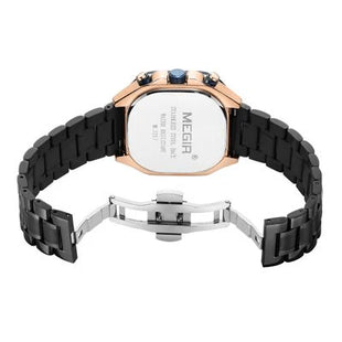 MEGIR Homme – Montre Chronographe Acier inoxydable & Élégance Métallique