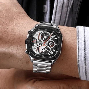 MEGIR Homme – Montre Chronographe Acier inoxydable & Élégance Métallique
