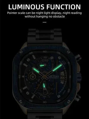 MEGIR Homme – Montre Chronographe Acier inoxydable & Élégance Métallique - Backpack dz