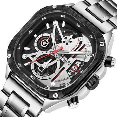 MEGIR Homme – Montre Chronographe Acier inoxydable & Élégance Métallique - Backpack dz