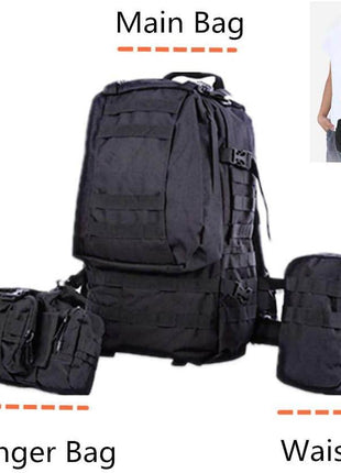 Sac À Dos avec sacoche De Randonnée Camping Tactique 4 en 1 - Backpack dz
