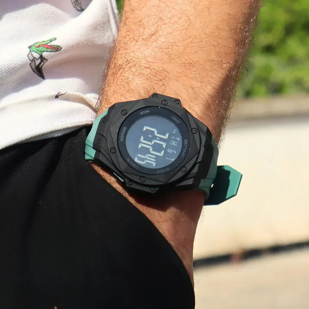 BNMI 2202 – Montre digitale noire au cadran octogonal affirmé-6 Couleurs - Backpack dz