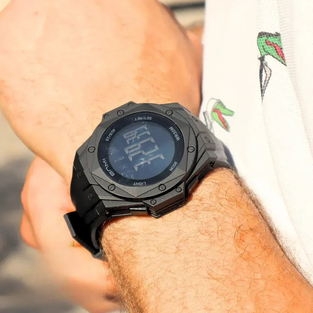 BNMI 2202 – Montre digitale noire au cadran octogonal affirmé-6 Couleurs - Backpack dz