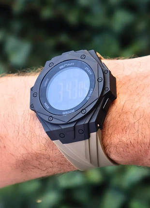 BNMI 2202 – Montre digitale noire au cadran octogonal affirmé-6 Couleurs