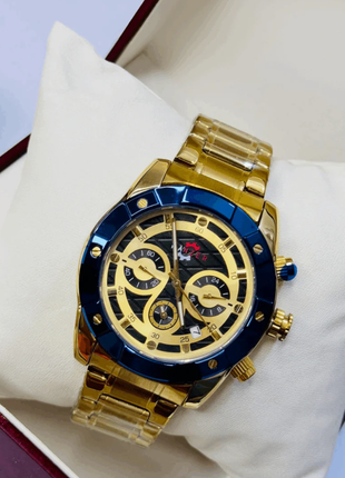 Panzer Doré & Bleu – Montre Chronographe Homme en Acier inoxydable | Élégance affirmée