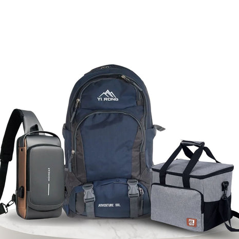 Pack Aventure & Quotidien – Sac à dos 55L + Sling bag + Sac isotherme