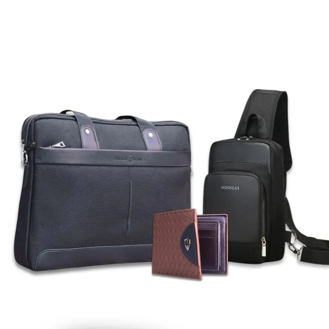 Pack Business Intelligent – Sac ordinateur + Sling bag + Portefeuille - Backpack dz