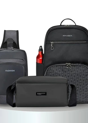 Pack 3 pièces : Sac à dos KROSER + 2 pochettes - Backpack dz