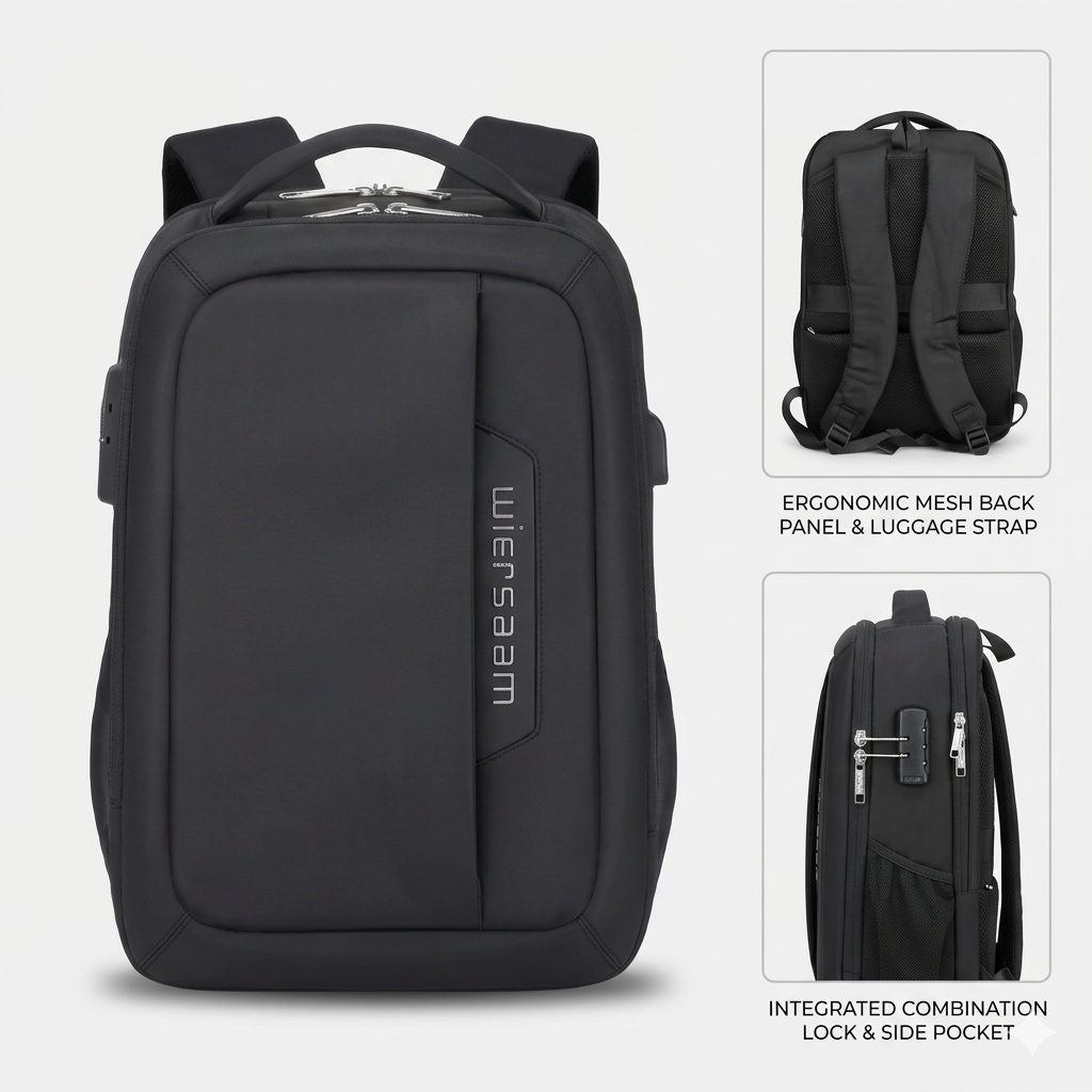 حقيبة ظهر ويرسام – مضادة للسرقة، عصرية وعملية للغاية 17 بوصة