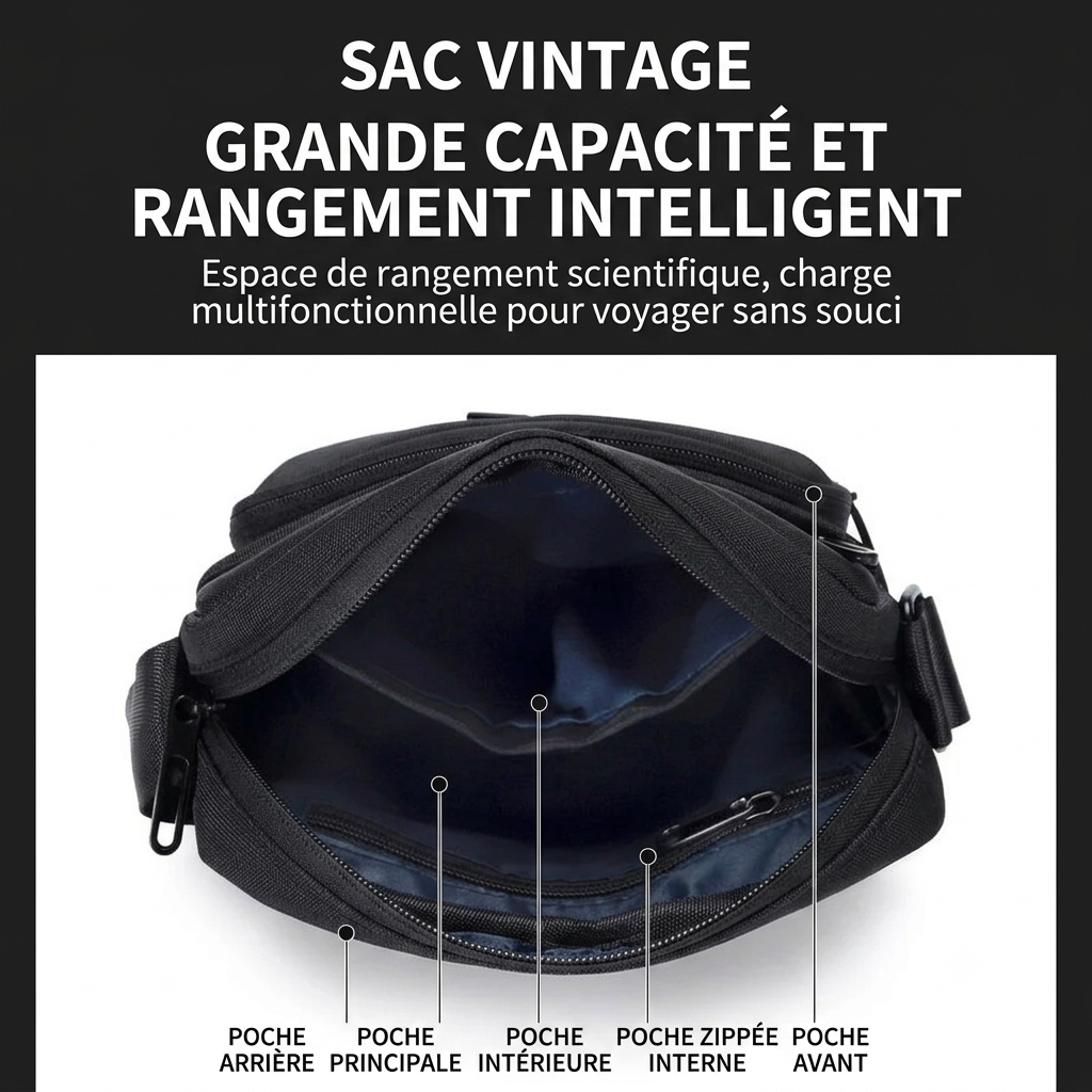Sac bandoulière homme en liège synthétique
