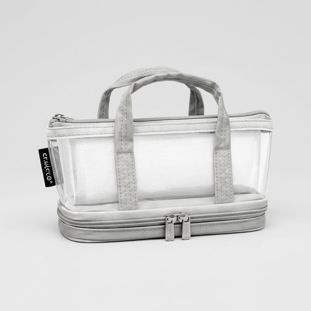 Trousse Cristal Transparente à Double Compartiment avec Poignées