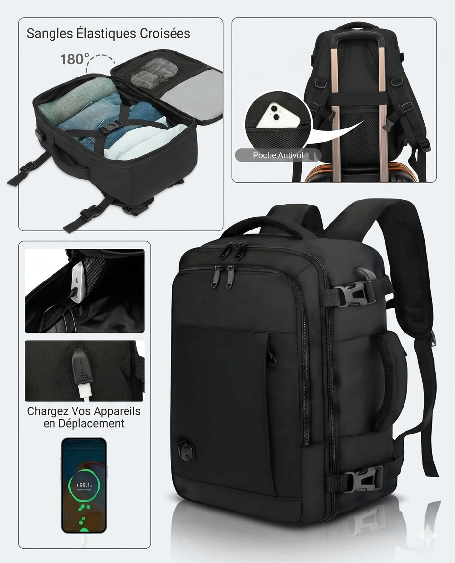 Sac à Dos Voyage Cabine Avion VANKEV 30 Litres