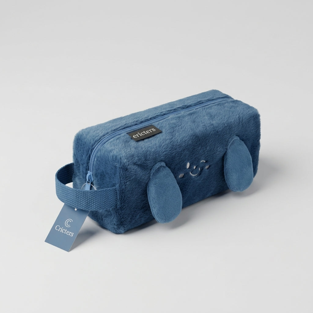 Trousse scolaire Cristal avec tissu douxet pelucheux