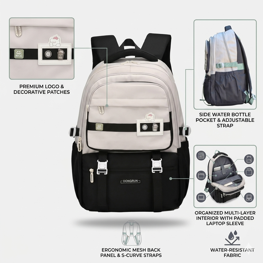 حقيبة ظهر مدرسية عالية الجودة مزودة بجيوب متعددة 