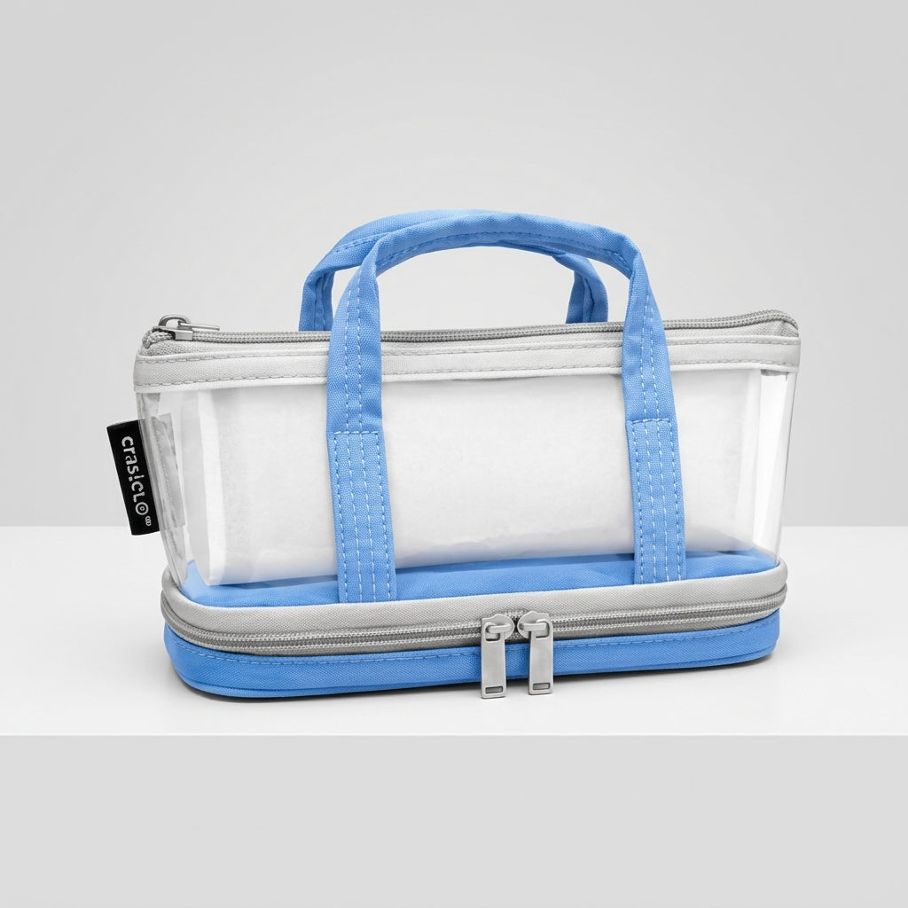 Trousse Cristal Transparente à Double Compartiment avec Poignées