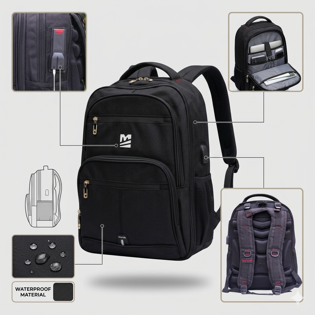 Sac a Dos Marcelo 17' Robuste Multipoches