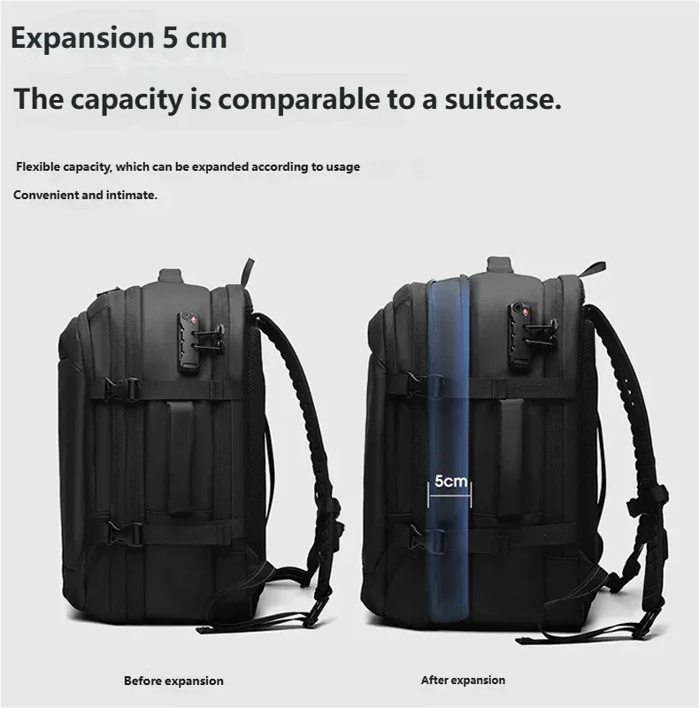 Sac à dos professionnel multifonctionnel extensible avec compression sous vide et anti-vol - Backpack dz