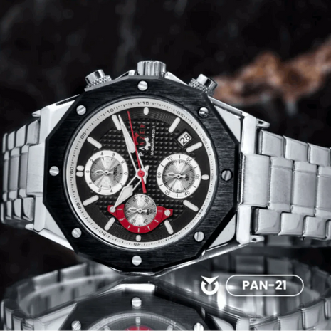 Panzer Original – Montre Homme Argentée & Cadran Noir | Élégance en Acier Inoxydable