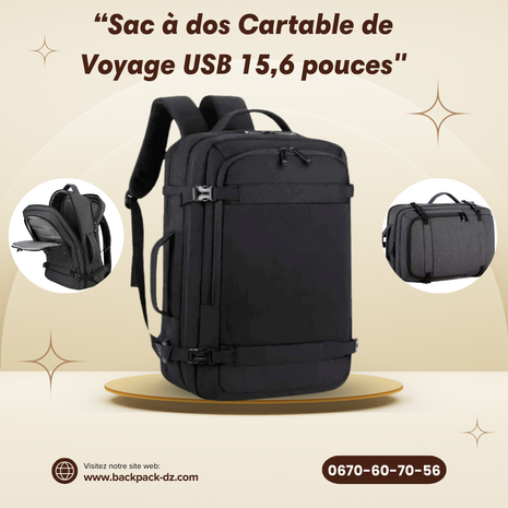 Sac à dos Cartable de Voyage USB 15,6"