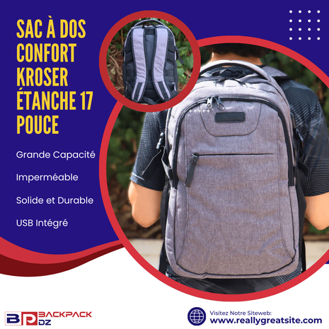 Sac à dos confort KROSER Étanche 17 pouce