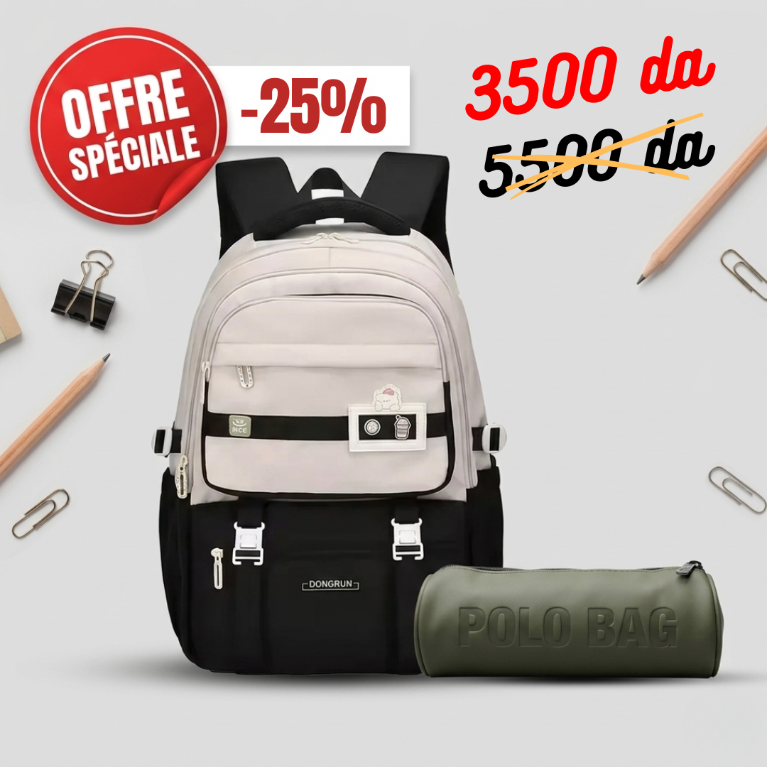 Pack scolaire : Sac à dos Dongrun + trousse Polobag