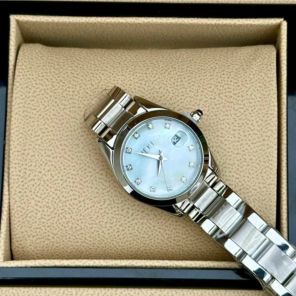 IEKE Evalina – Montre pour Femme Original, argentée au charme perlé - Backpack dz