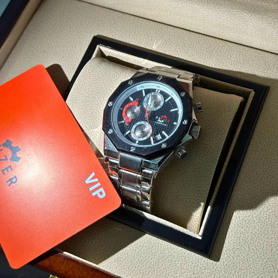 Panzer Original – Montre Homme Argentée & Cadran Noir | Élégance en Acier Inoxydable - Backpack dz