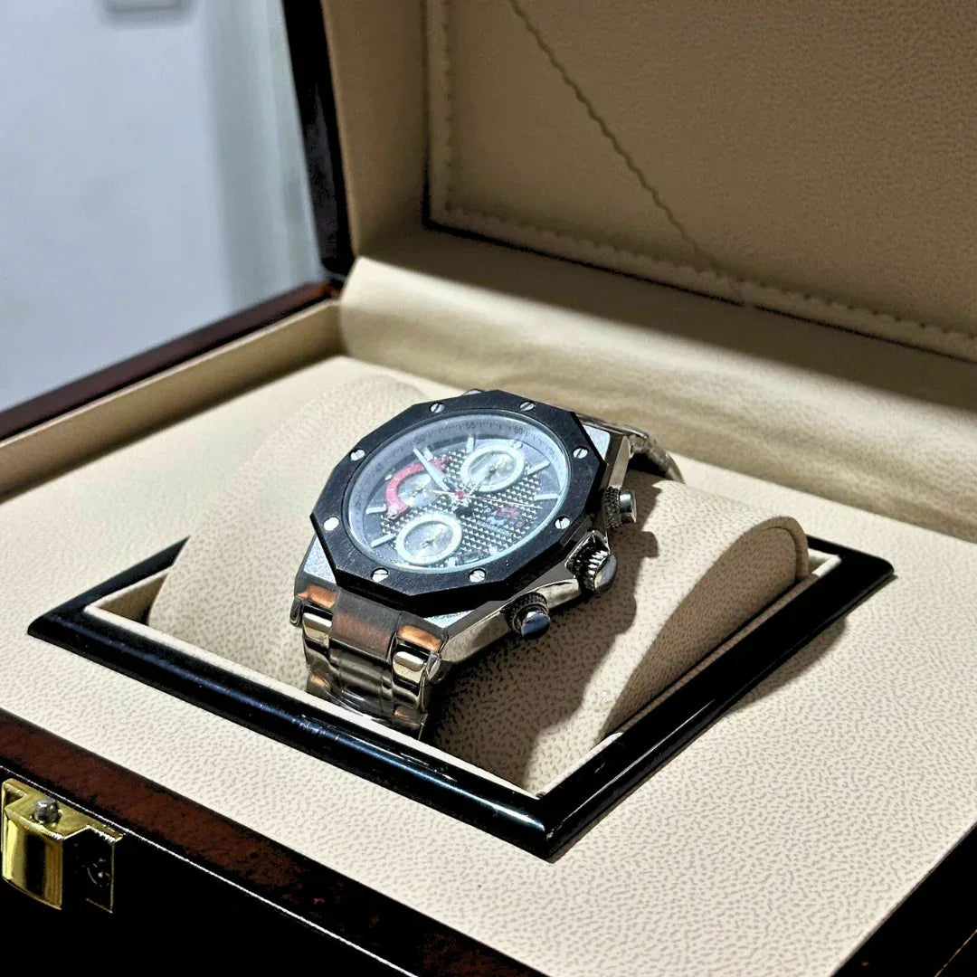 Panzer Original – Montre Homme Argentée & Cadran Noir | Élégance en Acier Inoxydable - Backpack dz