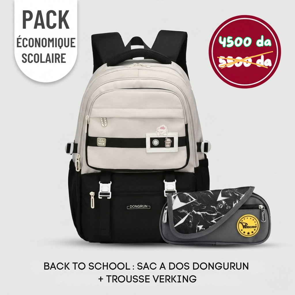 Pack scolaire : SAC A DOS DONGURUN  + TROUSSE VERKING