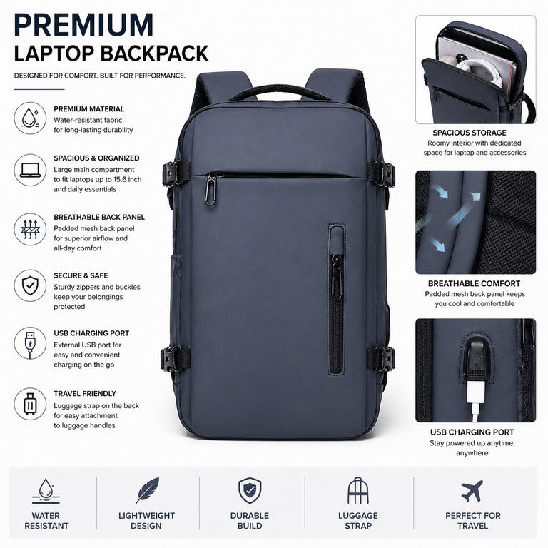 Sac à dos pour voyage et business avec port usb