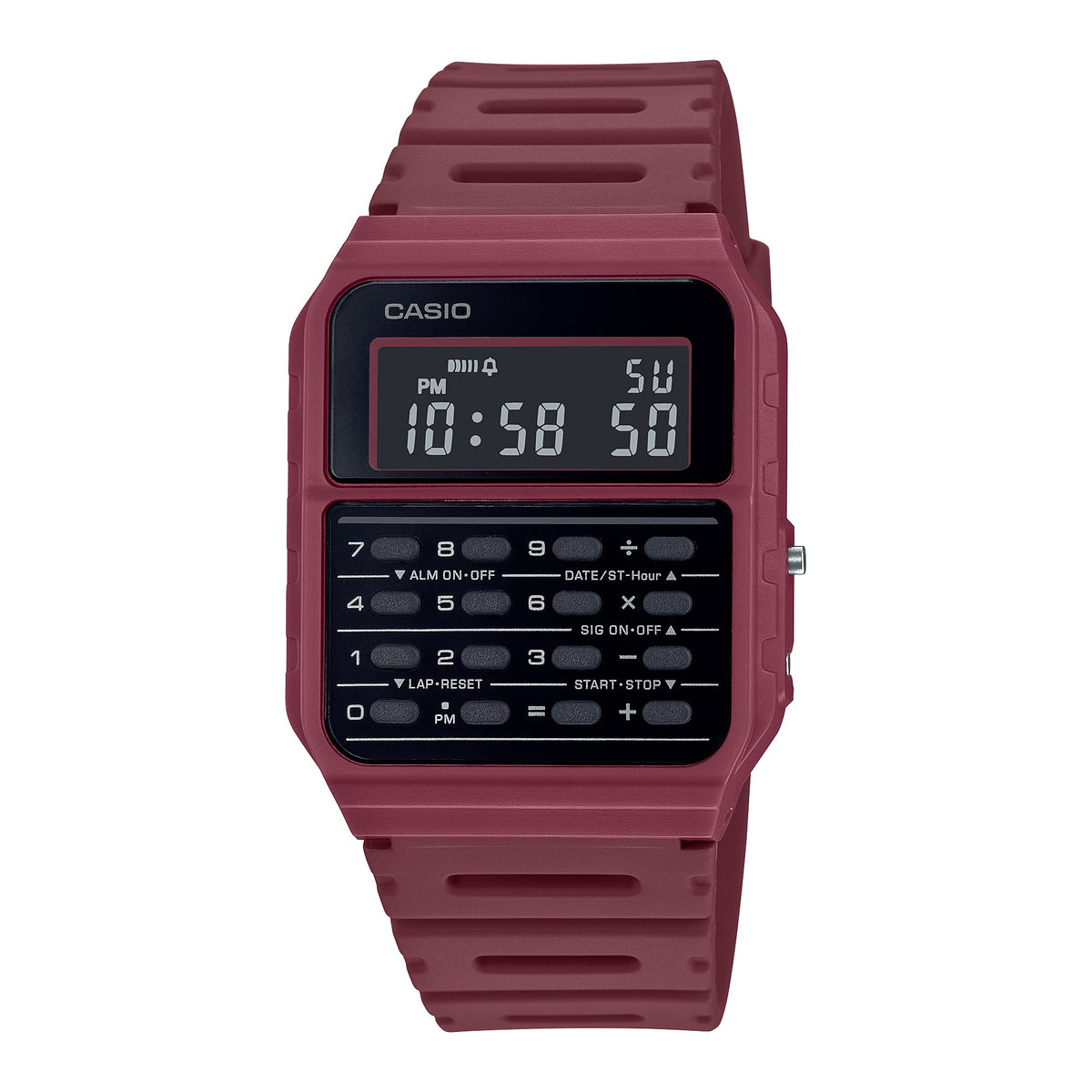 Montre calculatrice Casio CA-53WF-4B bordeaux